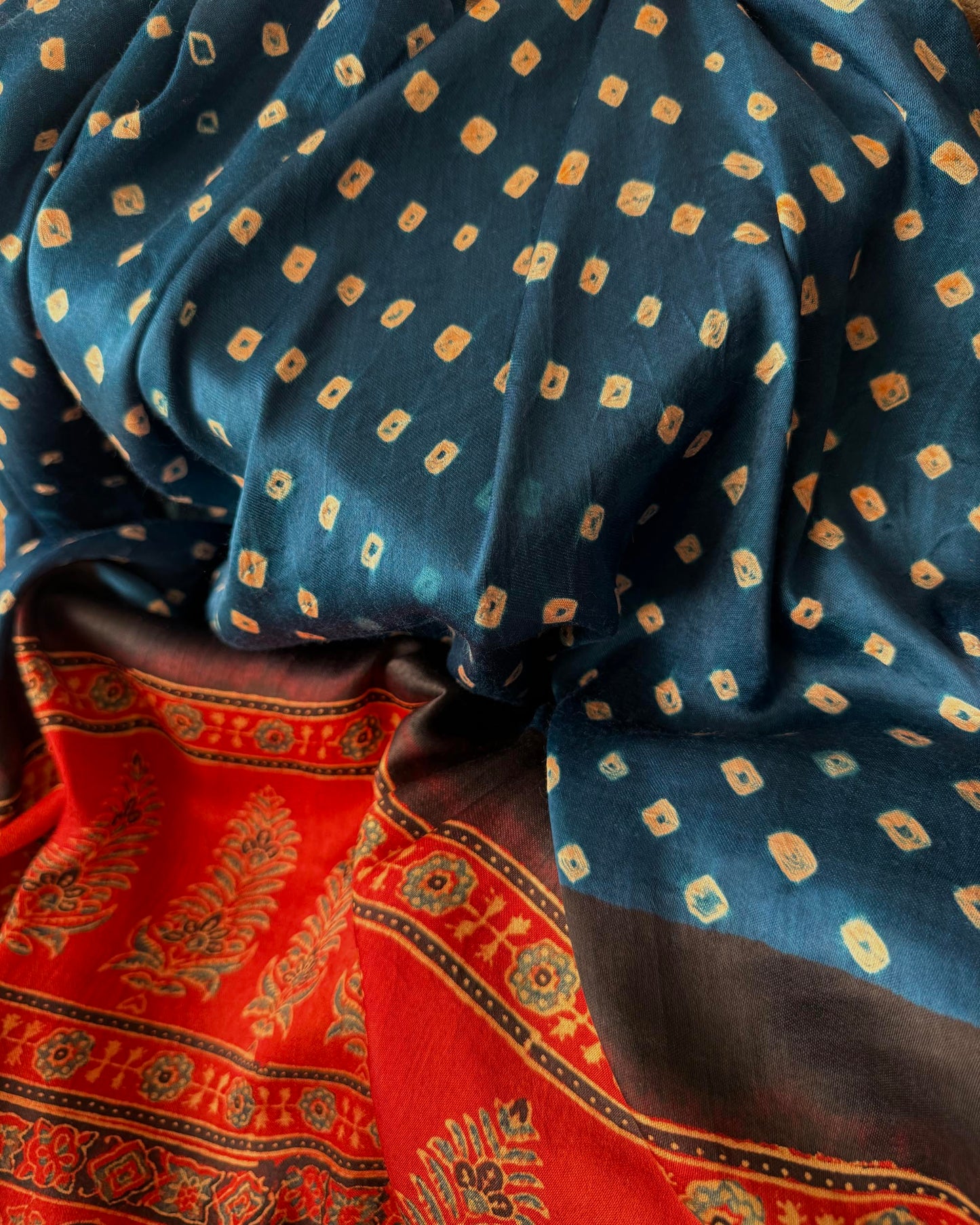 Premium Modal Silk Ajrakh Bandhej Dupatta – Handcrafted Artisanal Dupatta