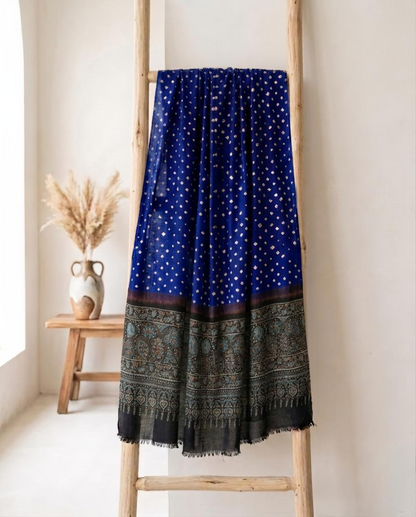 Premium Modal Silk Ajrakh Bandhej Dupatta – Handcrafted Artisanal Dupatta