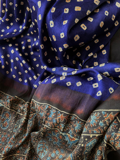 Premium Modal Silk Ajrakh Bandhej Dupatta – Handcrafted Artisanal Dupatta