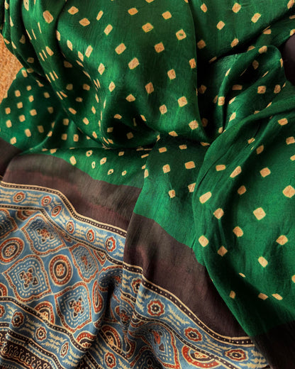 Premium Modal Silk Ajrakh Bandhej Dupatta – Handcrafted Artisanal Dupatta