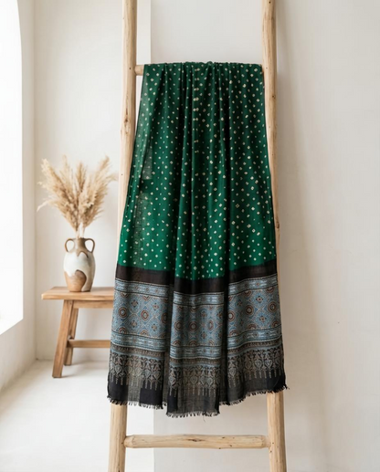 Premium Modal Silk Ajrakh Bandhej Dupatta – Handcrafted Artisanal Dupatta