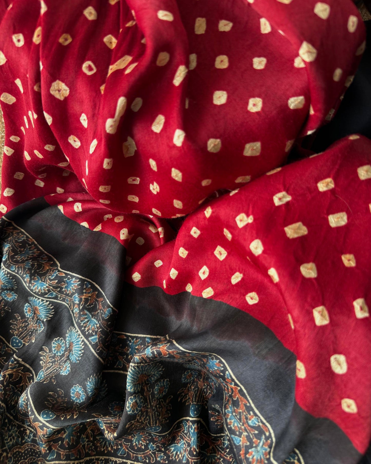 Premium Modal Silk Ajrakh Bandhej Dupatta – Handcrafted Artisanal Dupatta