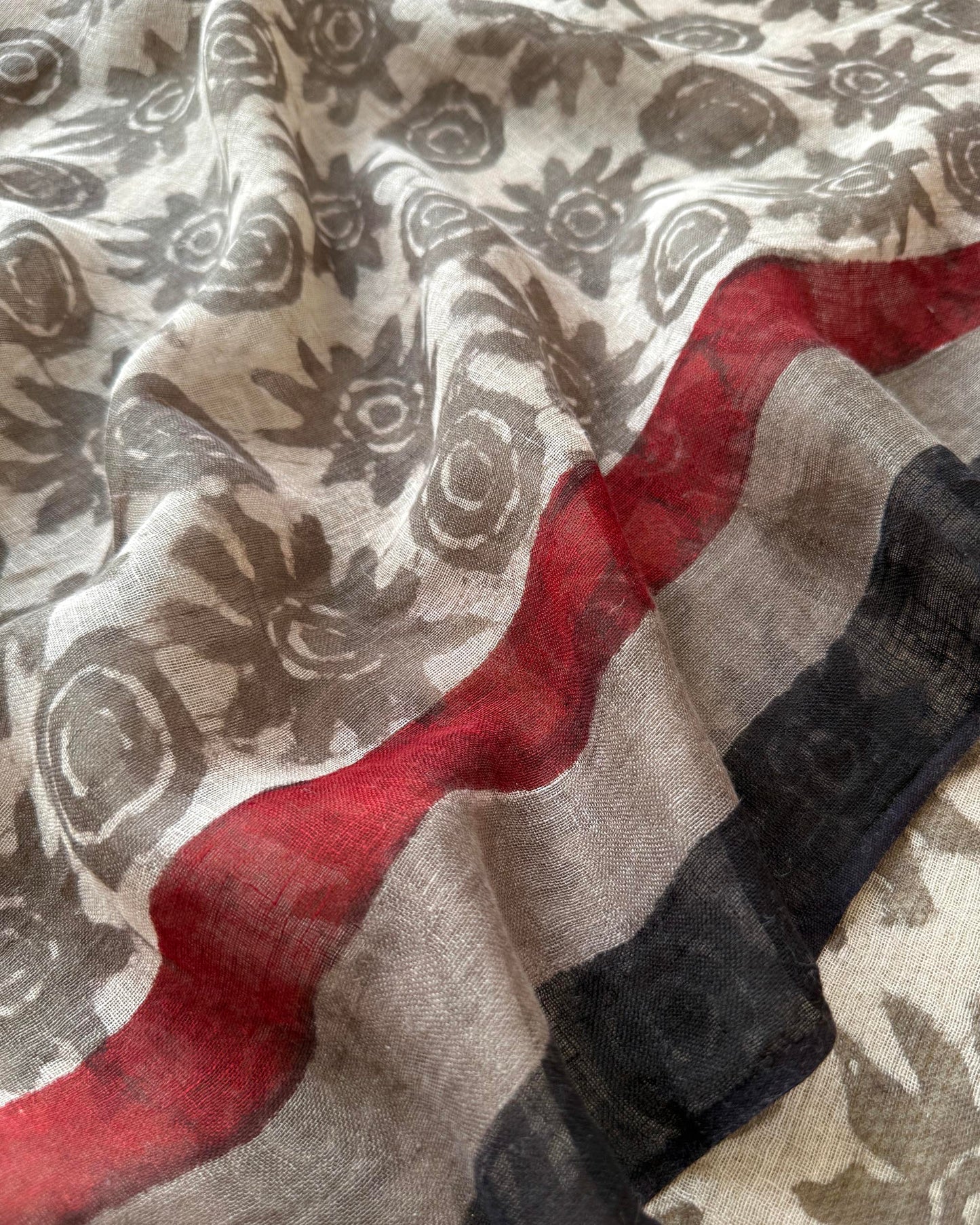 Artisan Hand-Block Printed Pure Linen Dupatta | Contemporary Minimalist Ethnic Wrap