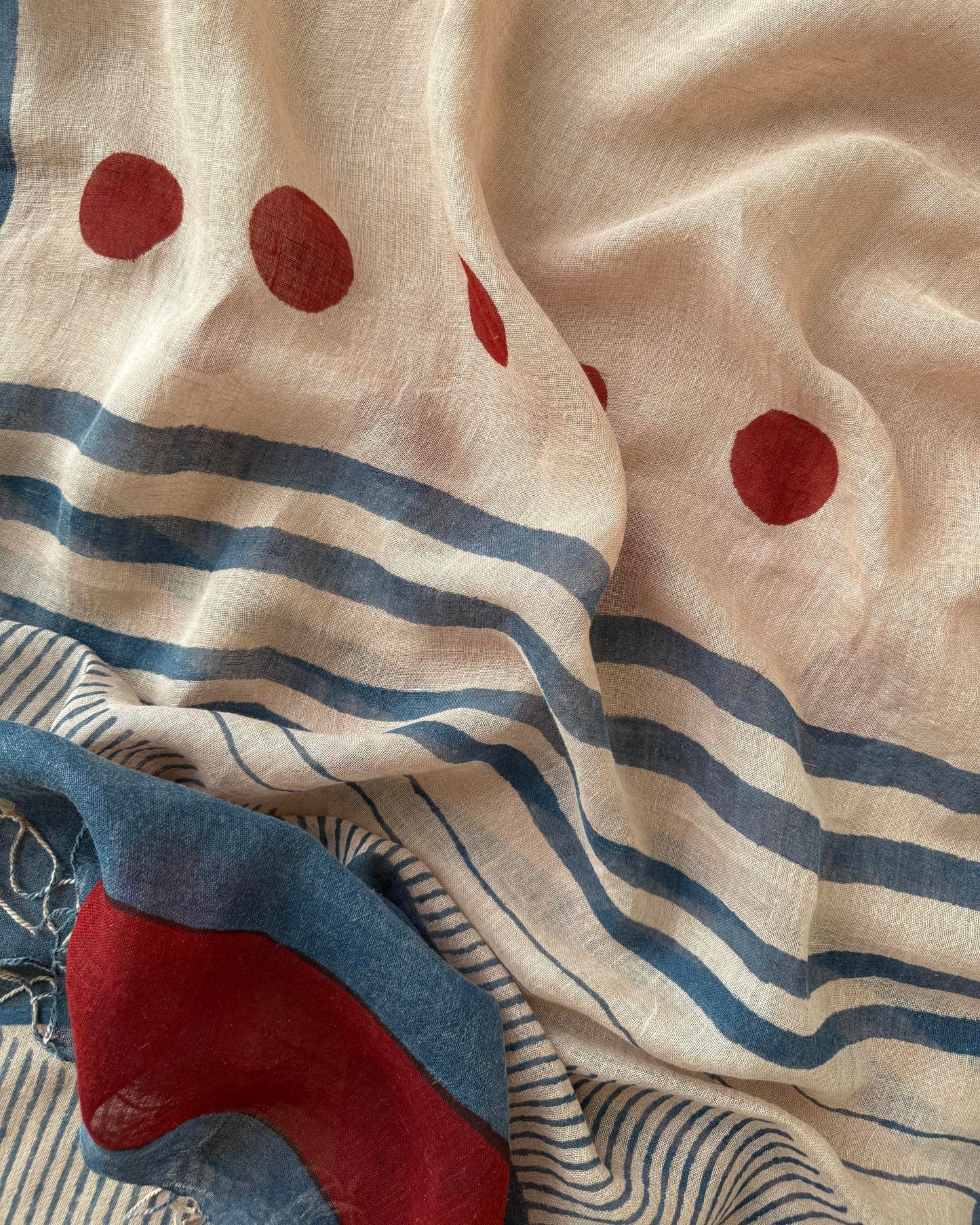Artisan Hand-Block Printed Pure Linen Dupatta | Contemporary Minimalist Ethnic Wrap
