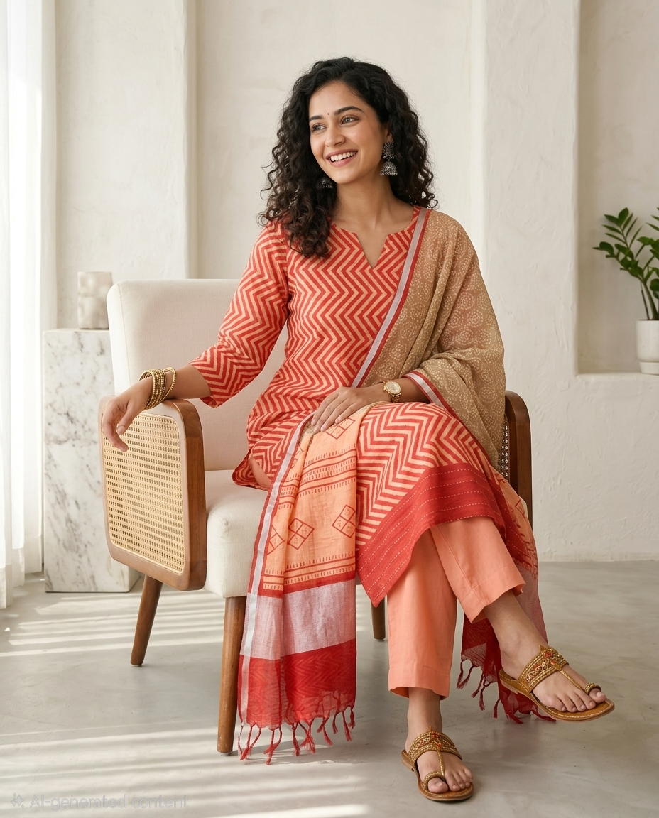 Pure Linen Unstitched Suit Set with Kantha Work Ghera