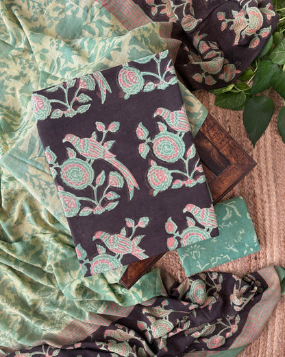Natural Pomegranate Dye Premium Cotton Unstitched Suit Set