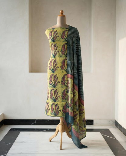 Natural Pomegranate Dye Premium Cotton Unstitched Suit Set