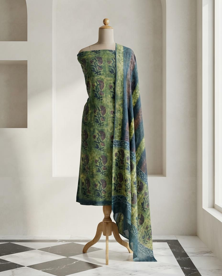 Natural Pomegranate Dye Premium Cotton Unstitched Suit Set