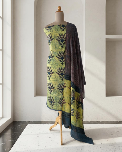 Natural Pomegranate Dye Premium Cotton Unstitched Suit Set