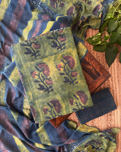 Natural Pomegranate Dye Premium Cotton Unstitched Suit Set