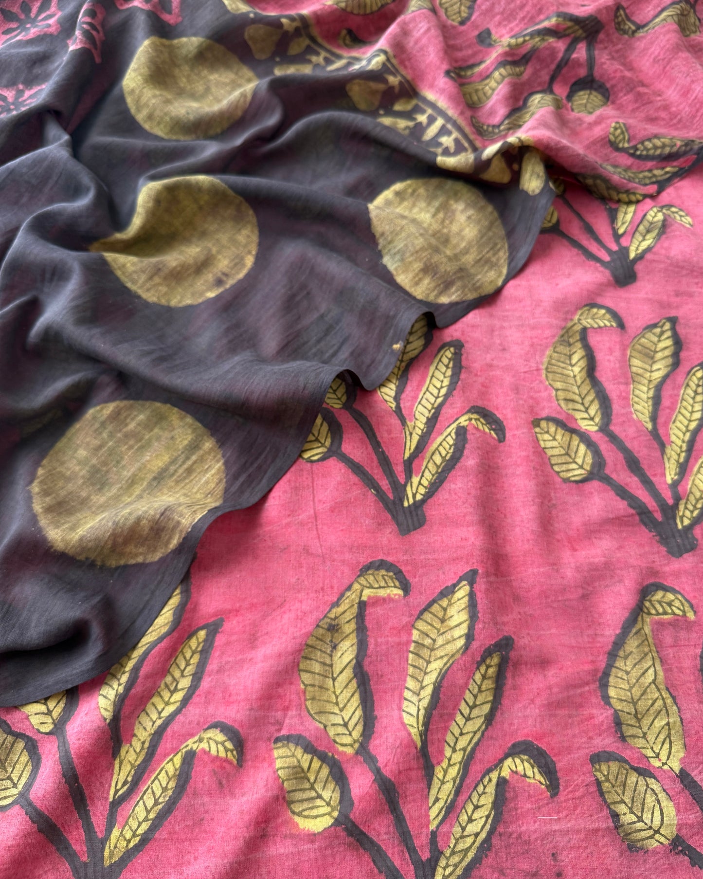 Natural Pomegranate Dye Premium Cotton Unstitched Suit Set
