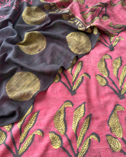 Natural Pomegranate Dye Premium Cotton Unstitched Suit Set
