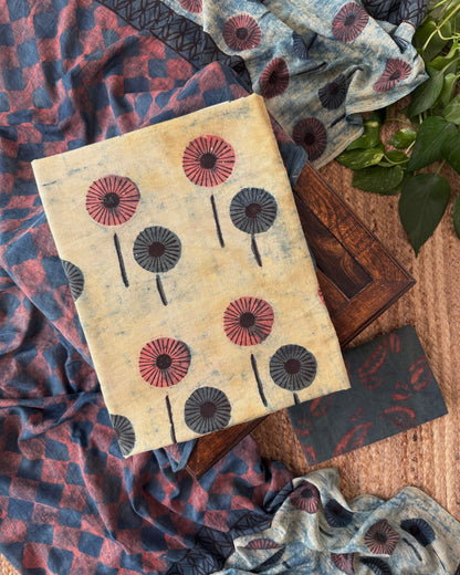 Natural Pomegranate Dye Premium Cotton Unstitched Suit Set