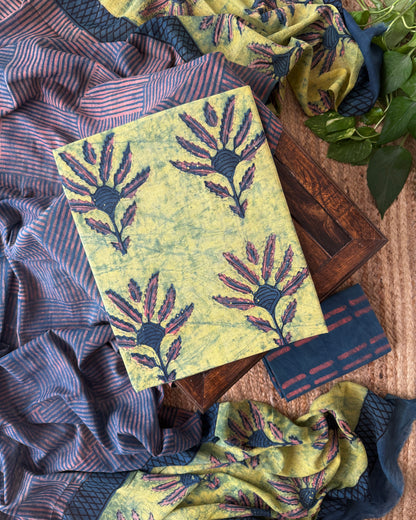 Natural Pomegranate Dye Premium Cotton Unstitched Suit Set