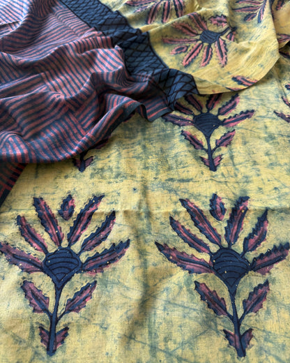 Natural Pomegranate Dye Premium Cotton Unstitched Suit Set