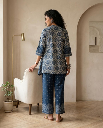 Indigo  Muslin  Ready To wear Co-ord Set