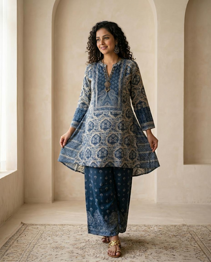 Indigo  Muslin  Ready To wear Co-ord Set