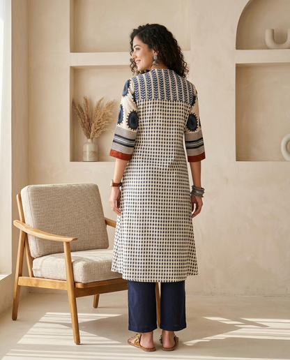 Ready to Wear 2-Piece Muslin suit Set – Printed Kurta with Straight Pants