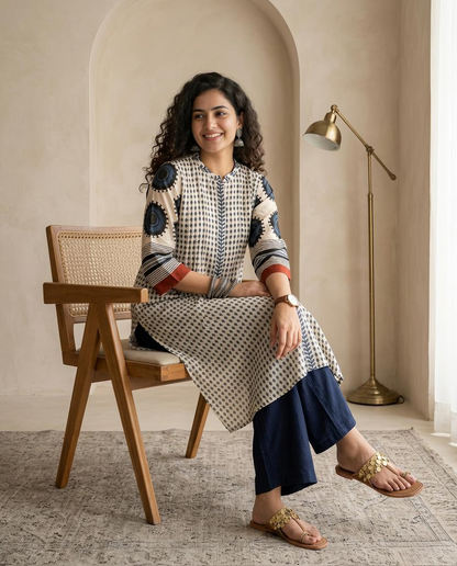 Ready to Wear 2-Piece Muslin suit Set – Printed Kurta with Straight Pants
