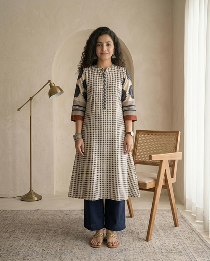 Ready to Wear 2-Piece Muslin suit Set – Printed Kurta with Straight Pants