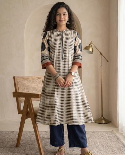 Ready to Wear 2-Piece Muslin suit Set – Printed Kurta with Straight Pants