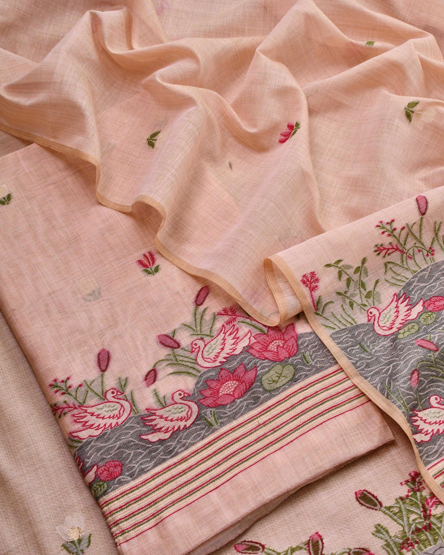 Exquisite Jamdani Handwoven Unstitched Suit Sets | Pastel Collection