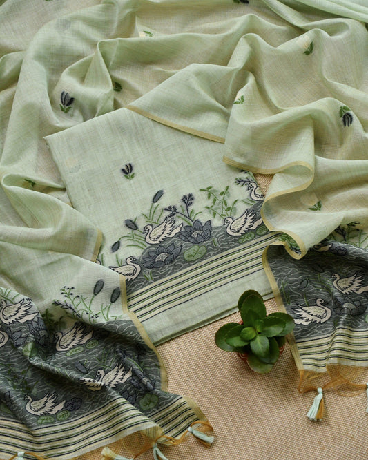 Exquisite Jamdani Handwoven Unstitched Suit Sets | Pastel Collection