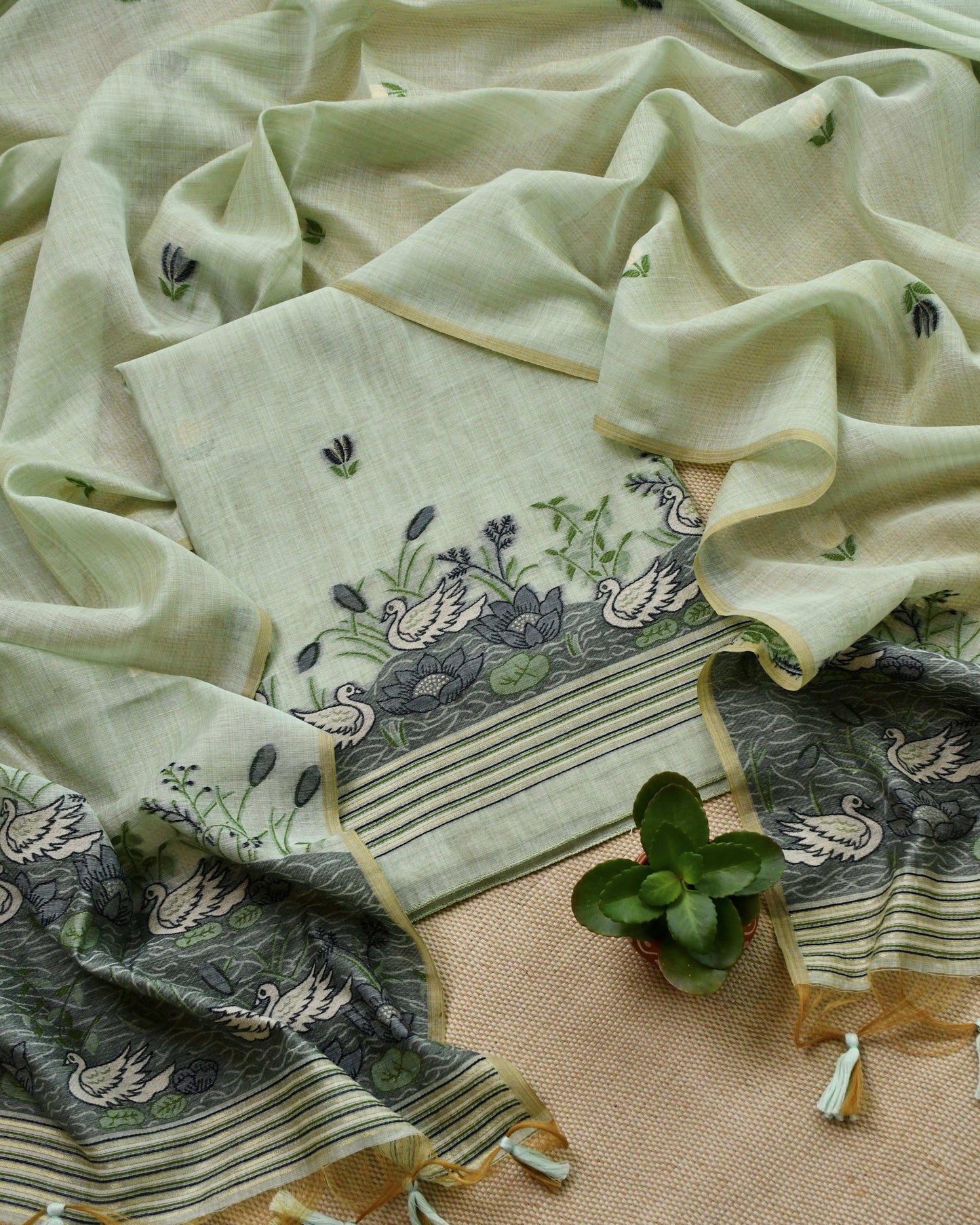 Exquisite Jamdani Handwoven Unstitched Suit Sets | Pastel Collection