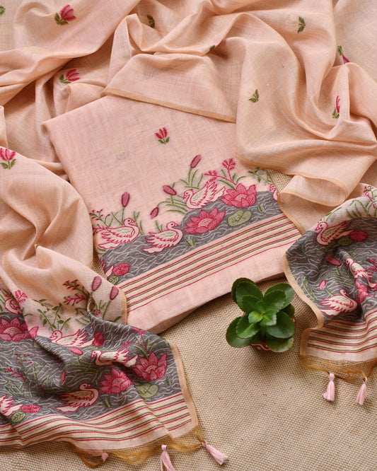 Exquisite Jamdani Handwoven Unstitched Suit Sets | Pastel Collection