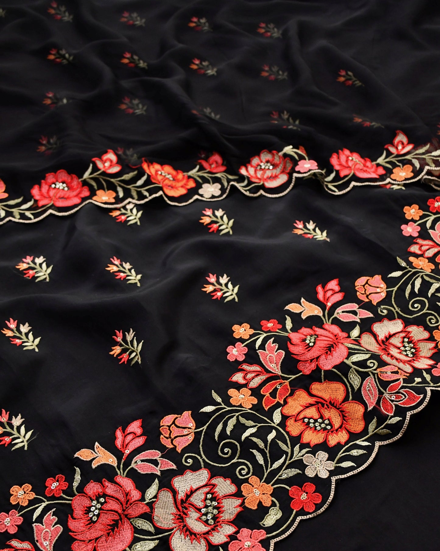 Crepe Silk Embroidered Unstitched Suit Set