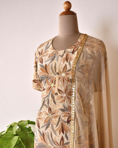 Crepe Silk Sequin Embroidered Unstitched Suit Set