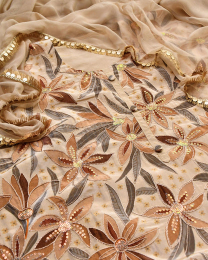 Crepe Silk Sequin Embroidered Unstitched Suit Set