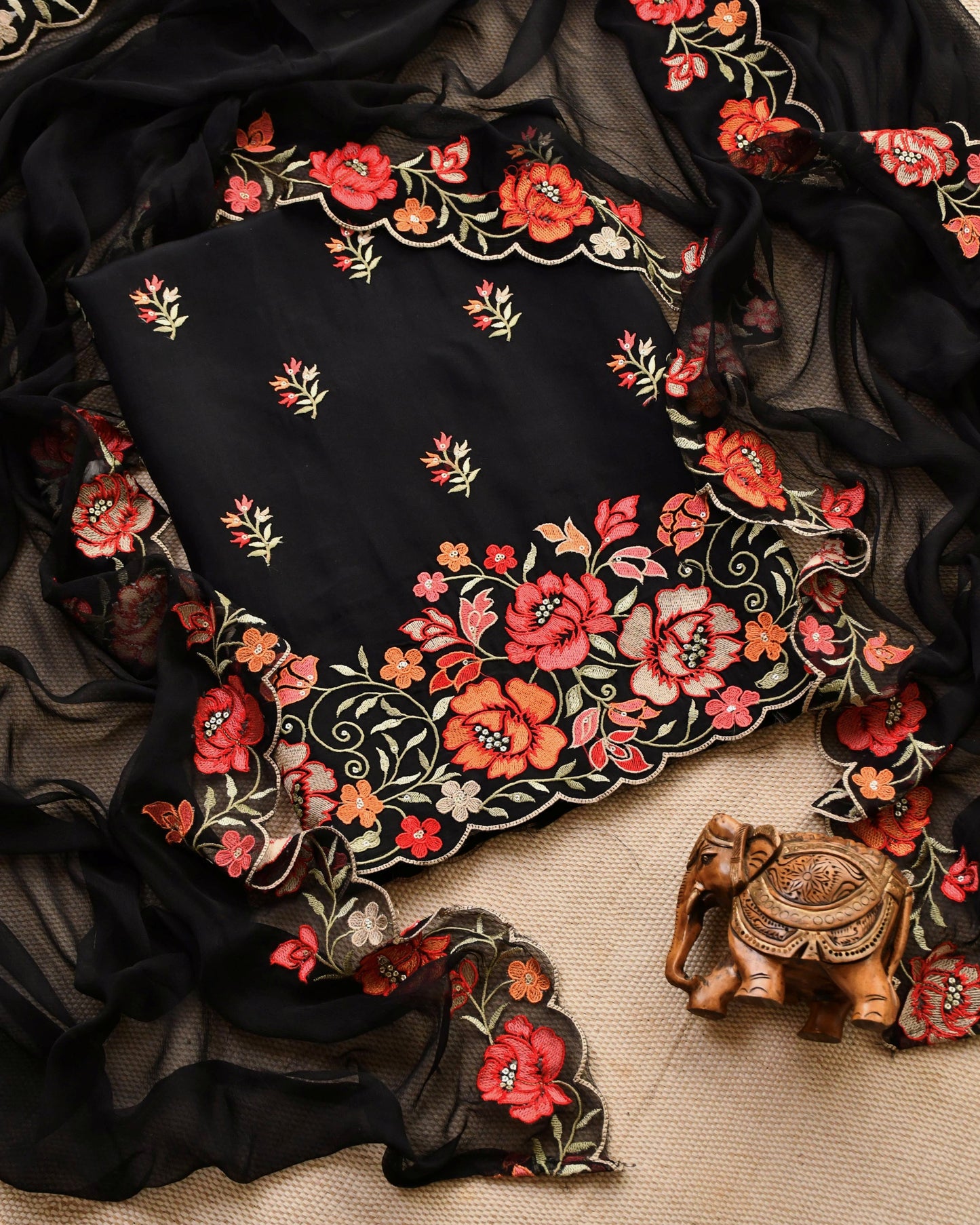 Crepe Silk Embroidered Unstitched Suit Set