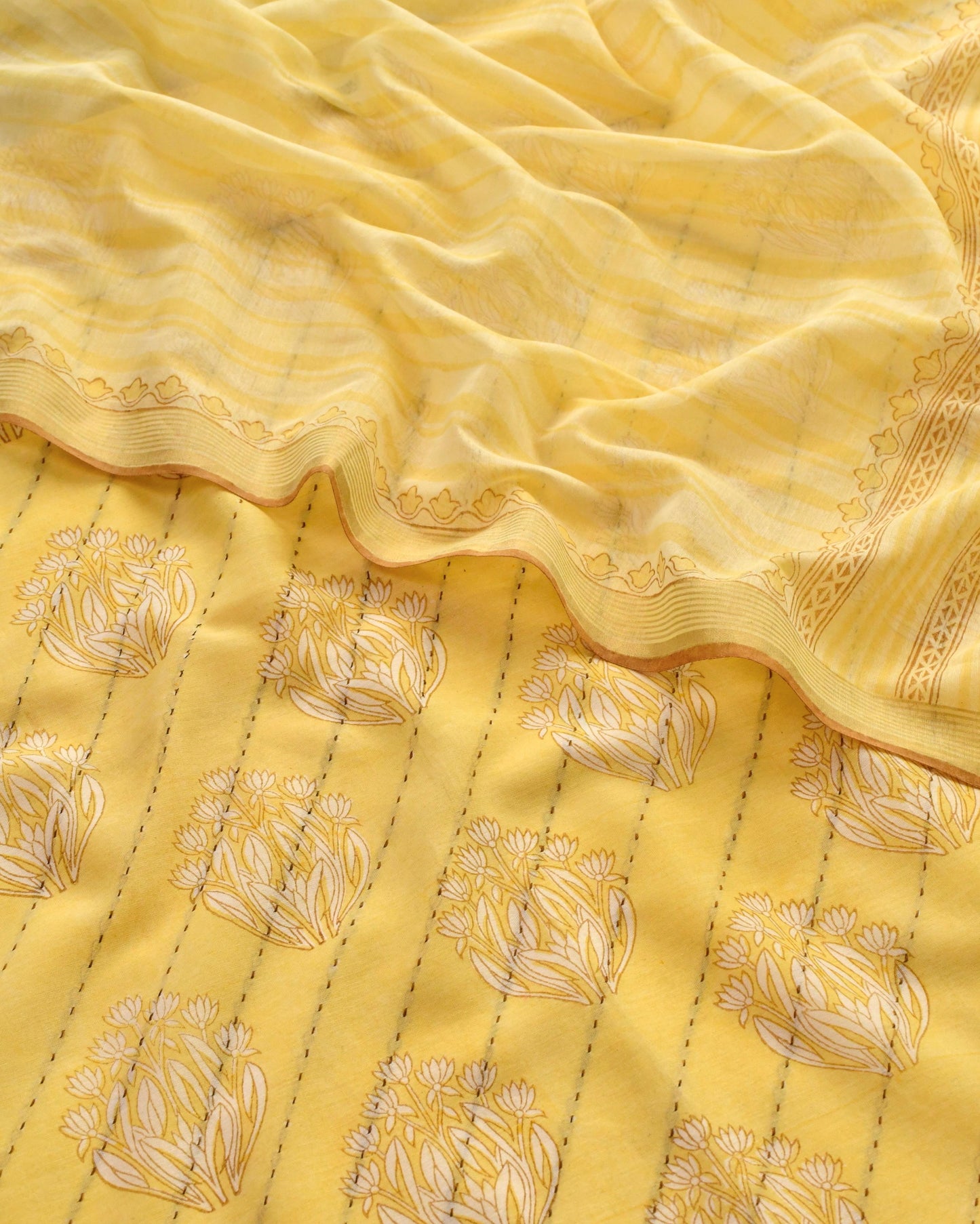 Pure Mul Chanderi Handblock  unstitched Suit