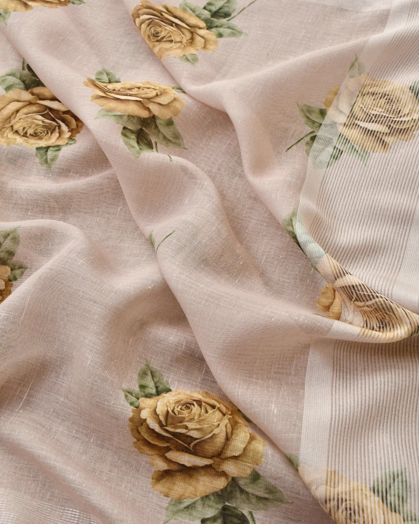 Pastel Meadow Striped Linen 3-Piece Unstitched Ethnic Suit Set