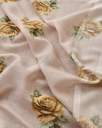 Pastel Meadow Striped Linen 3-Piece Unstitched Ethnic Suit Set