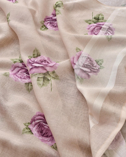 Pastel Meadow Striped Linen 3-Piece Unstitched Ethnic Suit Set