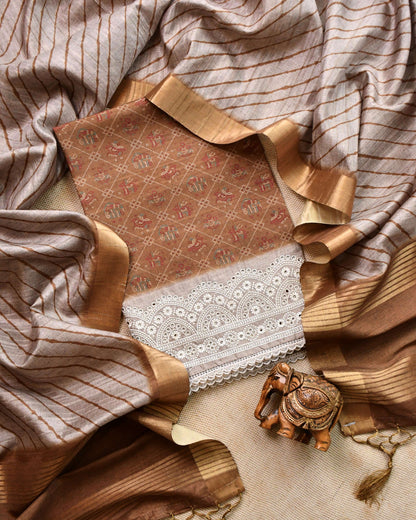 Pure Tussar Silk Unstitched Suit