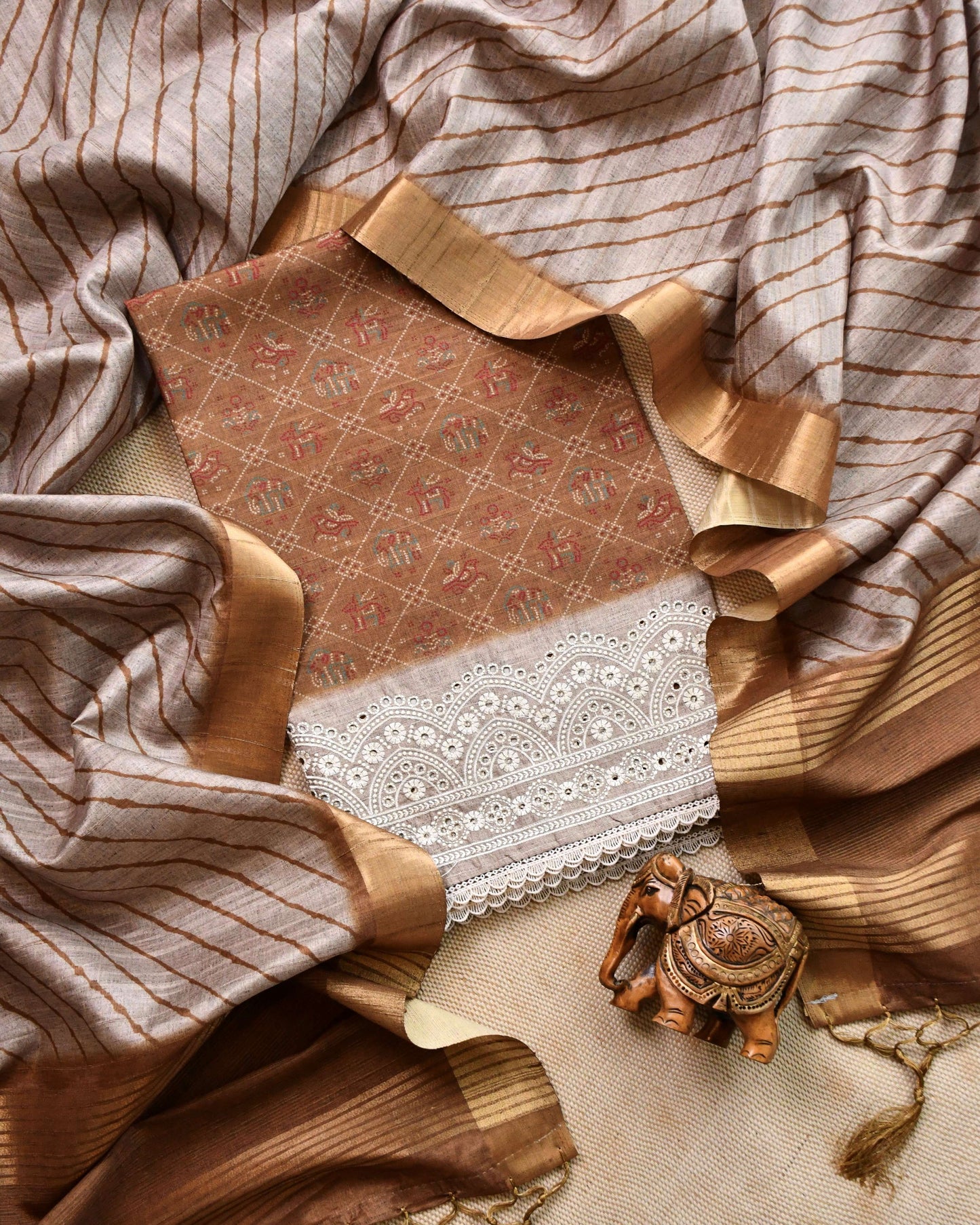 Pure Tussar Silk Unstitched Suit