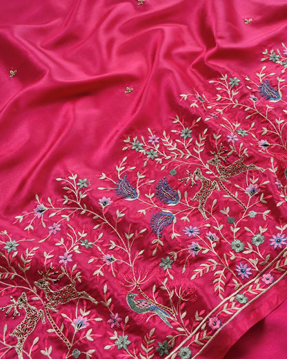 Tussar Silk Unstitched Suit Material with Handcrafted Zardozi & Thread Work