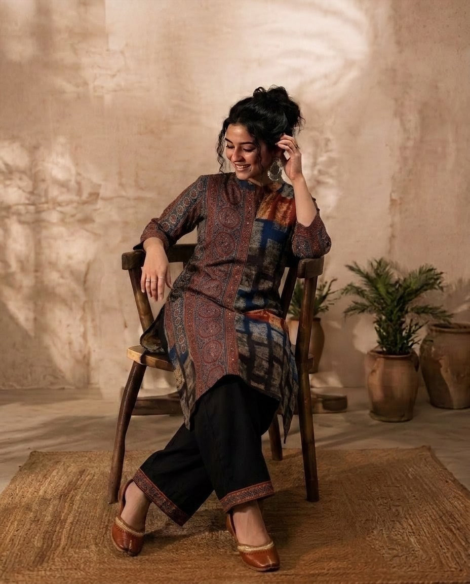 Modal Muslin Printed Kurta with Pant Set – 2 Piece