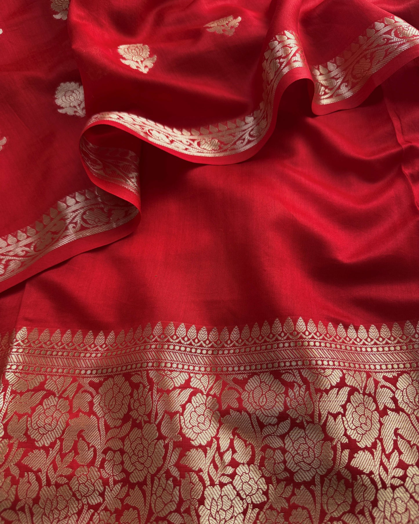 Premium Banarasi Silk Unstitched Suit Set with Zari Woven Border