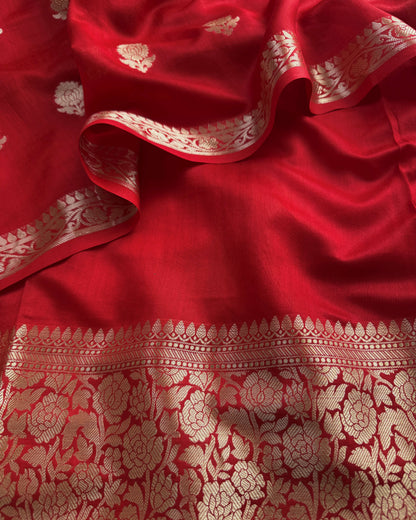 Premium Banarasi Silk Unstitched Suit Set with Zari Woven Border