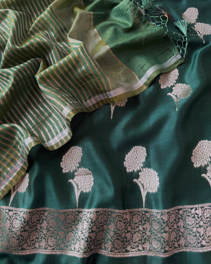 Premium Banarasi Silk Zari Work Unstitched Suit Set with Dupatta
