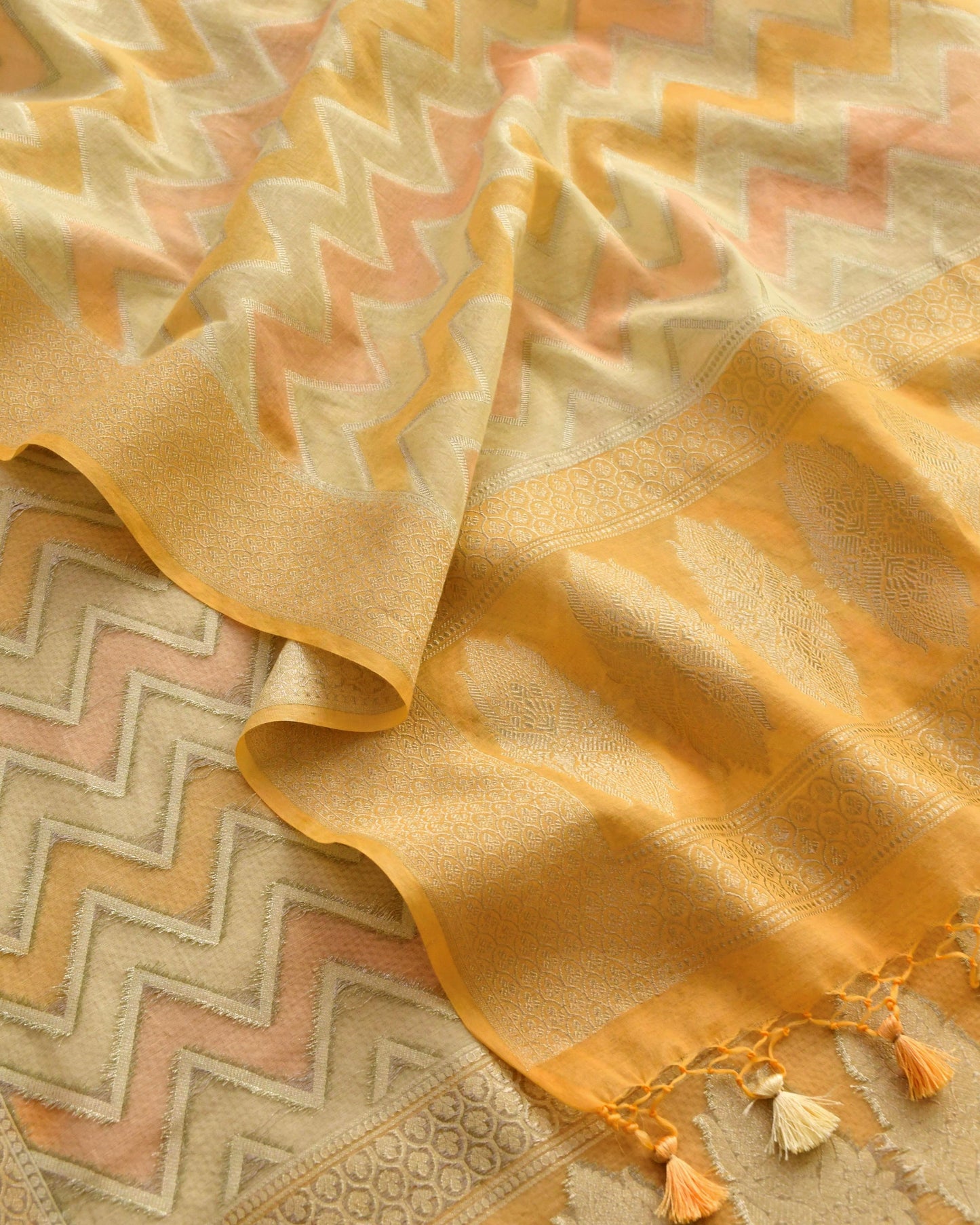 Luxury Banarasi Chanderi Silk Unstitched Suit Set with Zari  Weave