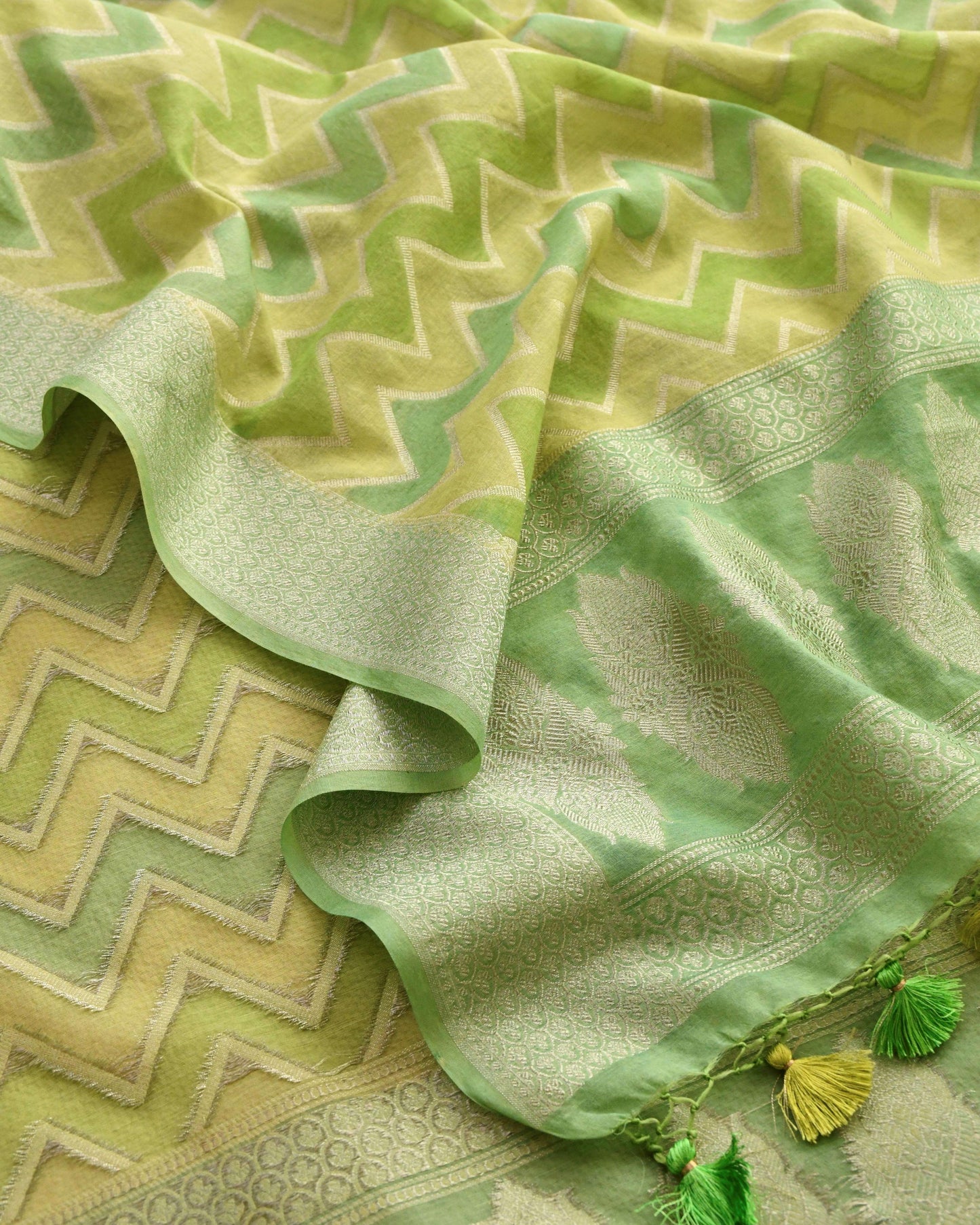 Luxury Banarasi Chanderi Silk Unstitched Suit Set with Zari  Weave