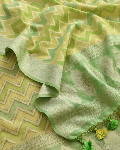 Luxury Banarasi Chanderi Silk Unstitched Suit Set with Zari  Weave