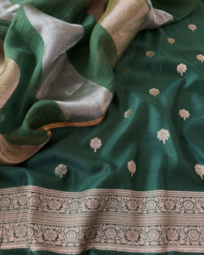 Premium Banarasi Silk Zari Work Unstitched Suit Set with Dupatta