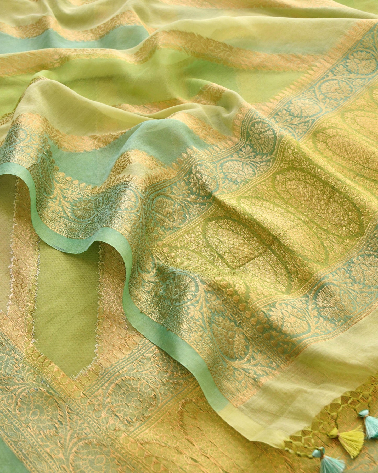 Luxury Banarasi Chanderi Silk Unstitched Suit Set with Zari  Weave