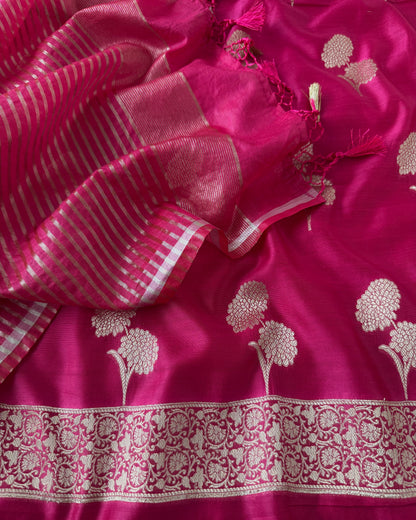 Premium Banarasi Silk Zari Work Unstitched Suit Set with Dupatta